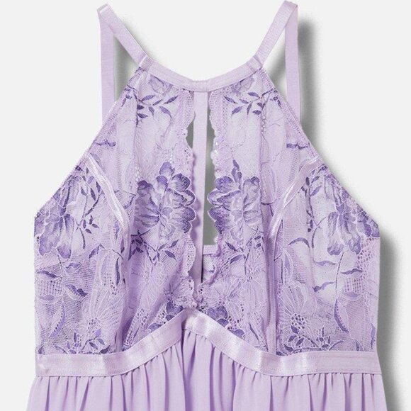 ❤️NWT VINTAGE TORRID LACE WIRELESS BABYDOLL SHEER HIGH NECK LILAC LINGERIE PLUS - Picture 8 of 12